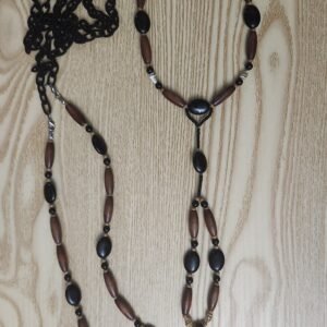 Sandal Wood and Onyx Beaded Body Chain