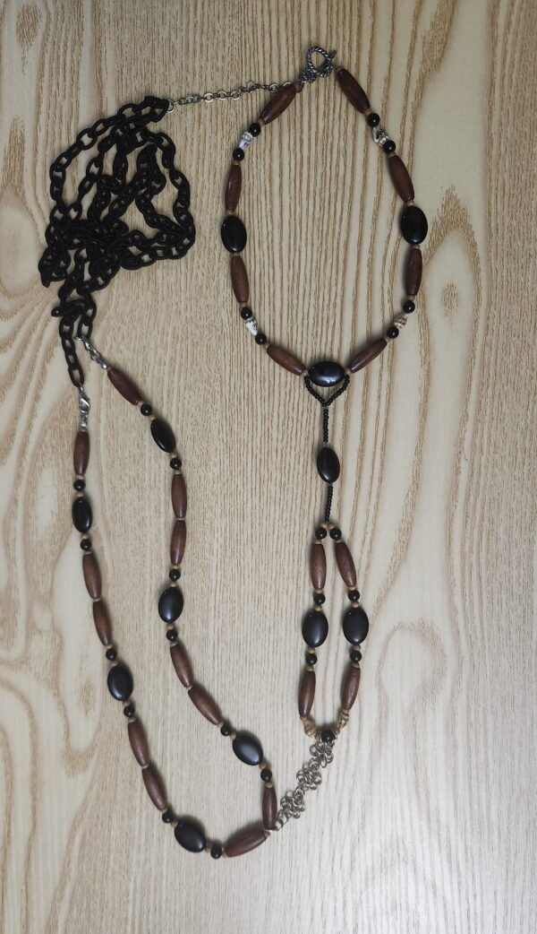 Sandal Wood and Onyx Beaded Body Chain
