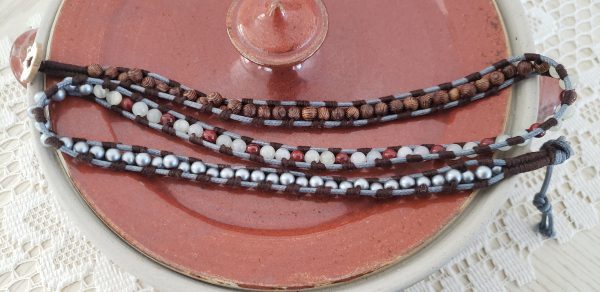 Blue Cotton Cord Wraparound Bracelet - Image 2