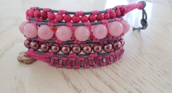 Pink Cotton Cord Wraparound Bracelet