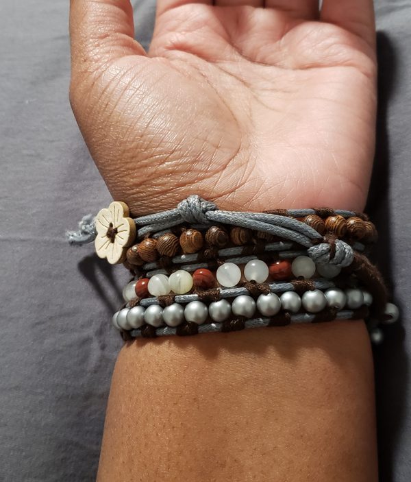 Blue Cotton Cord Wraparound Bracelet - Image 4