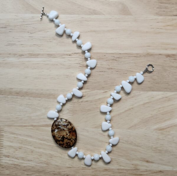 Coffee Fire Agate and White Onyx Necklace - Image 3