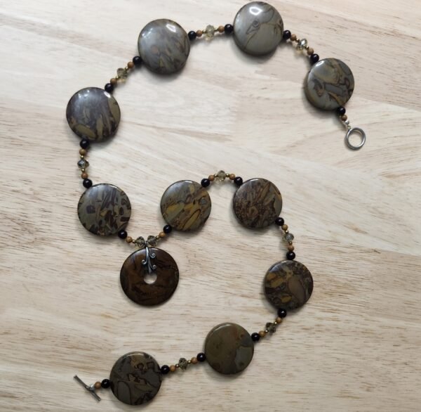 Bamboo Donut Pendant Jasper Necklace - Image 2