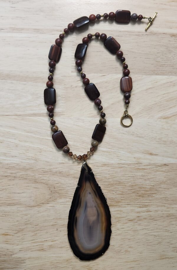 Red Tiger Eye and Agate Slab Necklace - Image 2