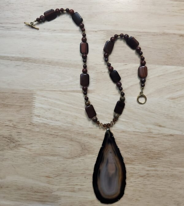 Red Tiger Eye and Agate Slab Necklace - Image 3