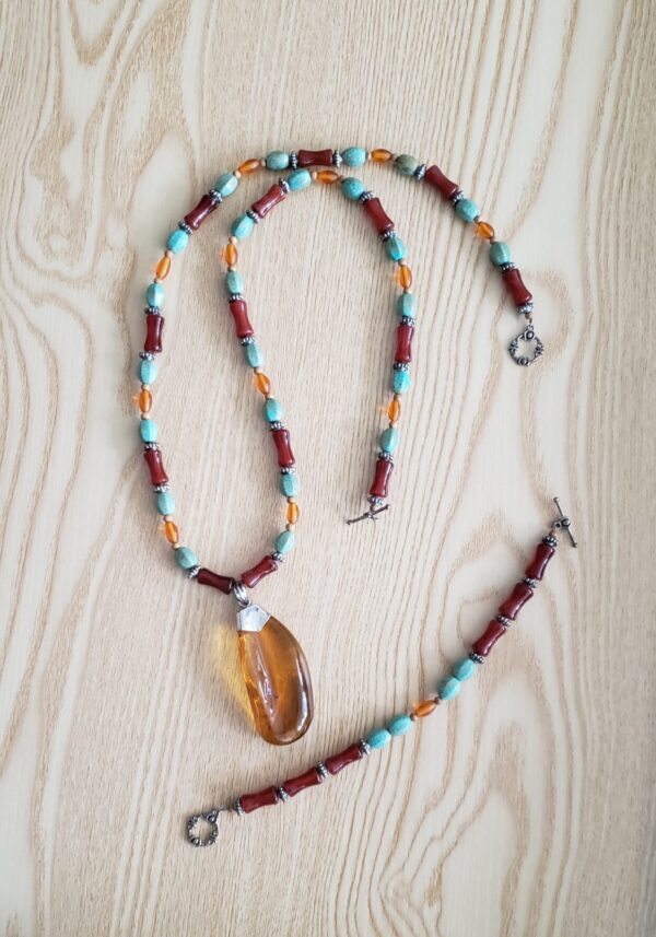 Carnelian, Amber, and Turquoise Set