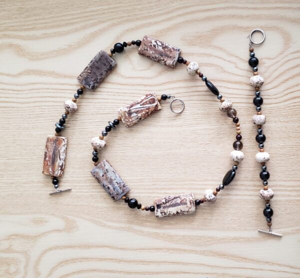 Fossilized Bone and Onyx Set