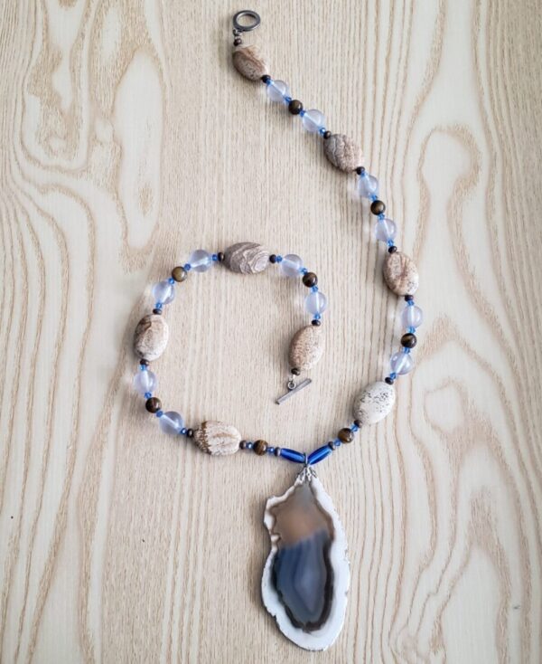Agate Slab and Picture Jasper Necklace