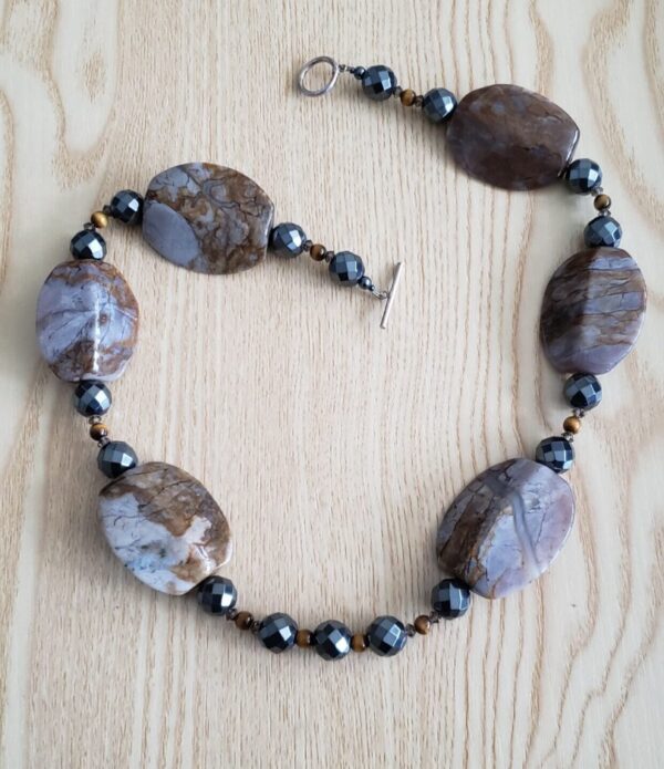 Pietersite and Hematite Necklace