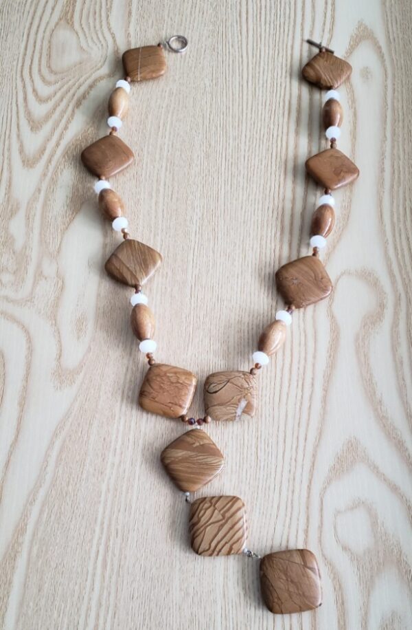 Wood Jasper and Crystal Necklace
