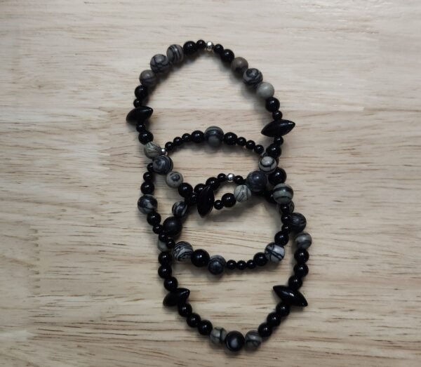 Onyx & Zebra Jasper Stackable Bracelets